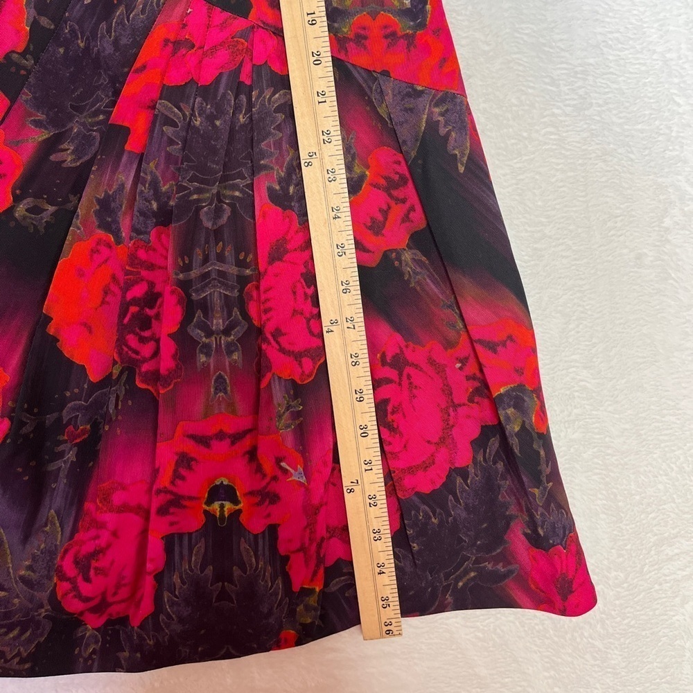 VTG Nicole Miller Cotton Leather Pink Floral Dress Cutout Y2K Dark Romantic Sz 8 - Picture 11 of 12